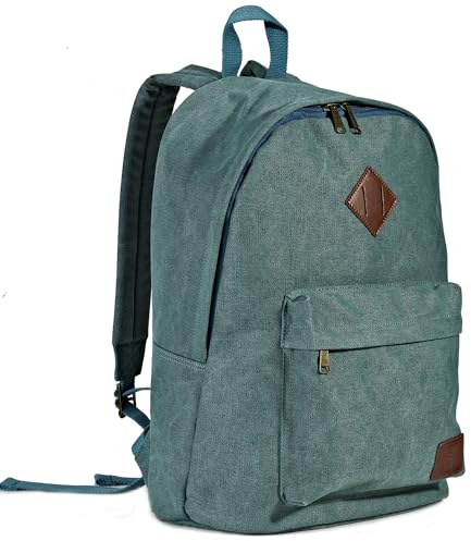seemeroad Canvas Vintage Rucksack Ultraleichter und Lässiger Rucksäcke Laptop Daypack Schulrucksack Reiserucksack für Herren Damen (Türkis)