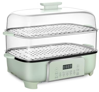 BDJSN Vaporiera Elettrica, Vaporiera da 26 Litri con Display Touch Screen a 3 Livelli 12 Ore Appuntamento 6 modalità di Cottura Pentola Rimovibile, Timer da 60 Minuti, per Carne, Gnocchi, Verdure