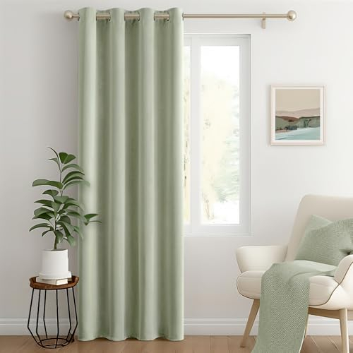 MIULEE Verdunklungsvorhang Salbei Grün Blickdichte Vorhänge mit Ösen Thermovorhang Hitzeschutz Türvorhang 1 Stück H 225 x B 140 cm Tür Gardinen Abdunkelnde Wohnzimmer Schlafzimmer Blackout Curtain