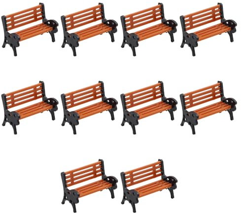 Hsthe Sea 10pcs Painted Model Patio Bench Miniature Building Train Layout Scale HO OO Model Train HO TT 1:87 bench chair settee