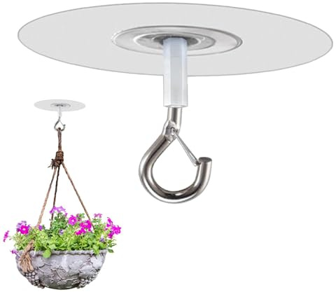 Eventerde Självhäftande takkrokar, 4 stycken, väggkrokar med säkring utan borrning, tung last, extra stark för blomkrukor