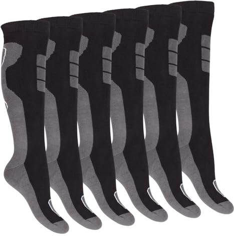 Footstar Damen und Herren Winter Kniestrümpfe (6 Paar) Vollfrottee Socken mit Thermo Effekt - Schwarz 47-50