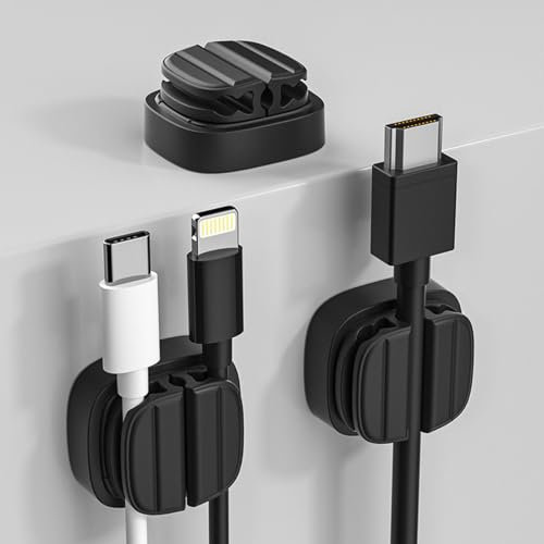 3 Pcs 3 in 1 Cable Tidy,Cable Management,Cable Organiser,Wire Clips for Cables,Adhesive Adjustable Cable Clips Holder for Charger Wire,Wall Cable Management,Cable Clips Black