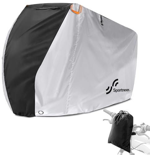 Sportneer Bike Cover for Outside Storage Portable Stowable Bicycle Cover 210T fabric 100% Waterproof for Mountain and Electric Bikes Up to 29 Inch with Firm Lock Holes-Dust and UV Protection