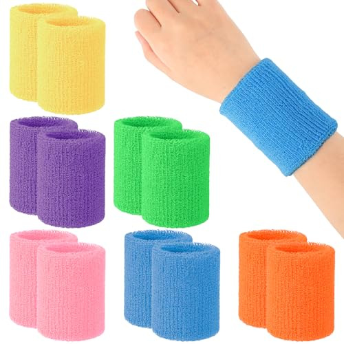Meng Jiaran 12 Pcs Sweat Bands for Men Women Elastic Absorbent