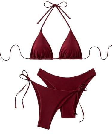 GORGLITTER Damen 3 Stück Bikini Sets Neckholder Bikini-Sets Triangle Bikini