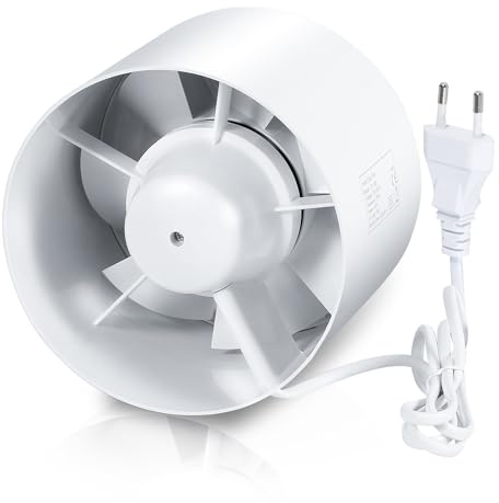 ISOISL Rohrlüfter 100mm mit Rückstauklappe – Leiser Badezimmerlüfter für Bad, Küche, Garage, 130m³/h Luftabzug, Energiesparend und Effizient