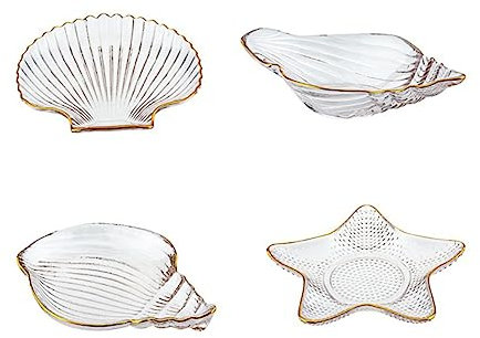 WRITWAA 4 Pièces Plateau de Service à Fruits Verre Assiette de Rangement Présentoir à Bijoux Assiette à Fruits Verre Lot