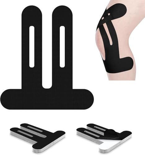 FDEETY 10 Stück Kinesiologisches Band Knie Tape Gesicht Falten Precut Kinesiotapes Knie Kinesiologie Tape Physio Tape Patella Band Vorgeschnittenes Muskeltape (Schwarz)