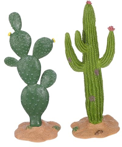 JECOMPRIS Interna Realistico ed Design Esterna in Decorazione e Statuetta 2 Pezzi Cactus Artificiale Pvc Verde Compatto per Soggiorni e Centri Commerciali