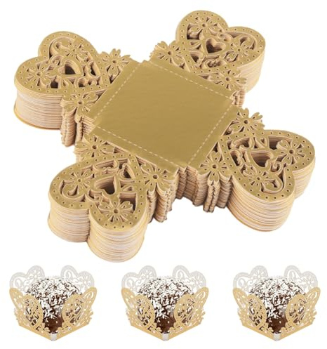 HICOHAND Confezione da 50 pirottini per cioccolatini, piccoli bicchieri di carta per caramelle, dessert, mini bicchieri da imballaggio per muffin, cupcake, doccia, matrimoni, feste di compleanno