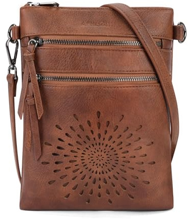 APHISON Kleine Umhangetasche Damen Schultertasche Crossbody Bag aus Premium Veganes Leder mit Sonnenblumen Muster Reissverschluss Geldborsenfach Handytasche fur Smartphone Verstellbarer Gurt