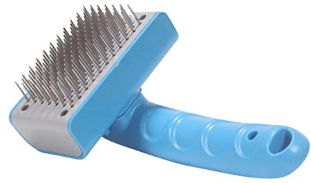 Toyvian Haustier haarentfernungsbürste mit Spike zinken Selbstreinigender Hundekamm mit Ergonomischem Anti rutsch Griff Entfilzt Sanft und Pflegt Fell von Hund und Katze Fördert Gesunde