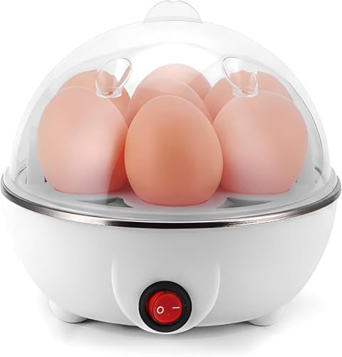 Jnjnyng Bollitore per Uova Elettrico Multifunzionale, bollitore per Uova Elettrico con spegnimento Automatico, con capacità di 7 Uova, Piccolo vaporella e Macchina per la Colazione