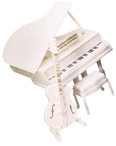 XAGMODSHN Piano à queue miniature en bois et violoncelle avec tabouret, scène de salle de musique, modèle de mobilier, accessoires de musique, instrument de musique pour maisons de poupée