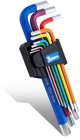YUFANYA 9PCS Allen Key Set,Metric Hex Key Set,Long Arm Hex End Wrench Set | Multicolour Coding 1.5-10mm,Allen Wrench Universal Set for Furniture Assembly,Bike,Motorcycle Maintenance,Household DIY