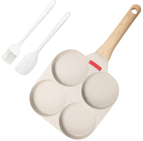 Feirdhoo Sartén antiadherente para tortilla de 4 agujeros, para inducción, sartén para panqueques, revestimiento de granito sin PFOA, para desayuno y camping
