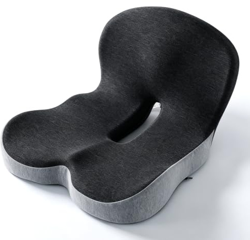 VETOLAKA Cojín ortopédico con respaldo, 44 x 42 x 32 cm, cojín ortopédico con respaldo, cojín ergonómico de espuma viscoelástica, cojín para silla de oficina, asiento de coche