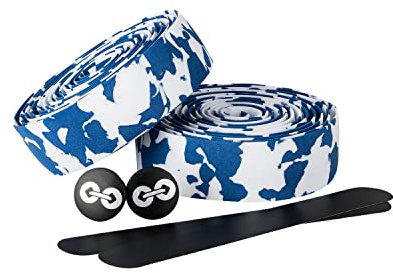 URBAN TWEIRAD – styrband vägcykel camo blå/vit – inkl. ändpluggar och självhäftande remsor – greppband vägcykel vit extra praktiskt – 200 cm x 3 cm – 3 mm tjocklek