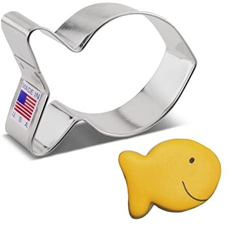 Ann Clark Goldfish/Simple Fish Cookie Cutter, 3 Made in USA
