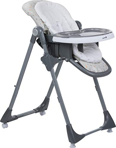 Safety 1st 2775191000 Hochstuhl Kiwi, 3-in-1 Hochstuhl, Rücken- und Fußlehne bis zur Liegeposition verstellbar, inkl. Tischchen mit abnehmbarem Tablett und Spielbogen, warm grau