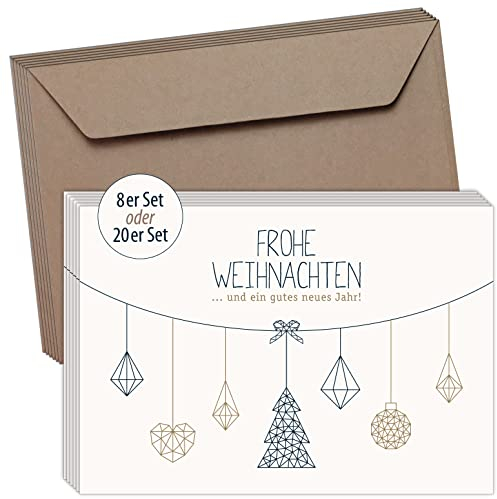 Weihnachtskarten & Umschläge,8er Set, Premium Klappkarten B6, NORDIC-Edition, für Familie, Freunde, oder geschäftlich