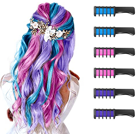 Hair Chalk for Kids Girls, MSDADA Temporary Hair Color Dye for Kids Gifts for Girls Age 6 7 8-12+Colour Hairspray for Birthday St. Patrick's Day Children's Day Halloween Christmas(Blue&Pink&Purple)