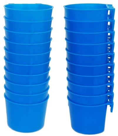 ORIBUKI Pack of 20 Chicken Feeder Cups for Cage Hanging Bird Waterer 8 OZ Rabbit Water Food Bowl Pigeon Feeding Dishes Bunny Poultry Coop Drinker Quail Seed Treats Dispenser Duck Drinking Bottle