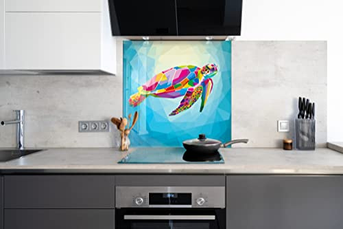 Myphotostation Meeresschildkröte, gehärtetes Glas, Spritzschutz für Küche, Dekor, Badezimmer, Wandschutz, Herd, Fliesen, Glas, Herd, Spritzschutz, Spritzschutz für Fliesen, Glas, Herd, Spritzschutz