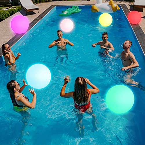 mizikuu Luz de Bañera, Pelota Gigante Hinchable LED IP68 Impermeable Luz Flotante Piscina Juguetes Inflables de Bola de Playa Juguetes Acuáticos Jardín Balcón Decoraciones de Fiesta