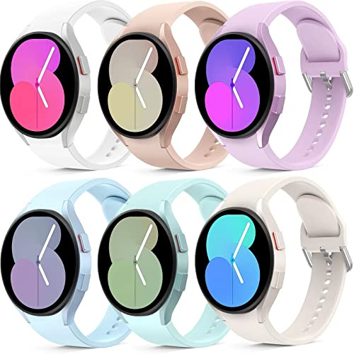 Higgs 6 Stück Silikon Armband Kompatibel mit Samsung Galaxy Watch 7/6/5/4 40mm 44mm/Watch 6 Classic 43mm 47mm/Watch 5 Pro 45mm/Watch 4 Classic 42mm 46mm,20mm Sportarmband für Damen Herren