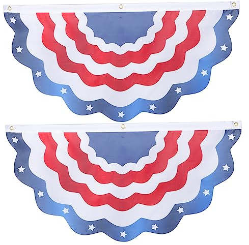 VILLCASE 2stücke Fächerförmige Wimpelkette Flagge Für Außen Und Innendekoration Kleine Amerikanische Fanflaggen Patriotische Dekoration Zum Unabhängigkeitstag