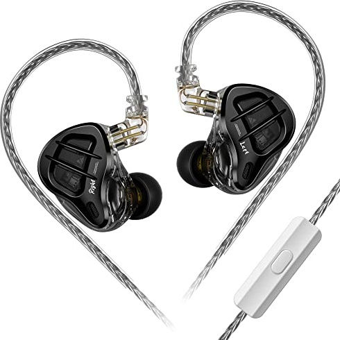 KZ ZAR HiFi In Ear Monitor 1DD 7BA Driver ibridi In Ear Auricolare IEM con cavo staccabile placcato argento 2PIN per musicista cantante audiofilo (con microfono)