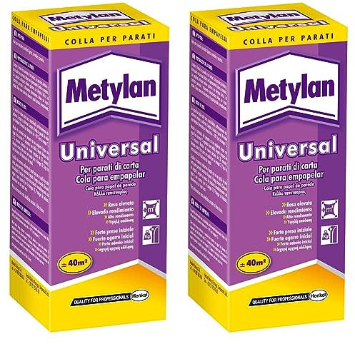 Metylan Universal Colla Carta da Parati Resistente e Riposizionabile - Polvere Potente, Facile da Miscelare e Applicare - Astuccio 125g (Confezione da 2)