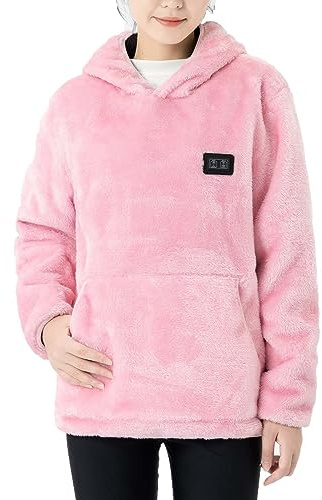 RLEHJN Beheizbarer Hoodie Damen Herren Beheizbare Hoodie Decke Oversized Sweatshirt Unisex Beheizbare Jacke Beheizbarer Pullover Fleecejacke Winterjacke Warm Teddyfleece Teenager Übergangsjacke