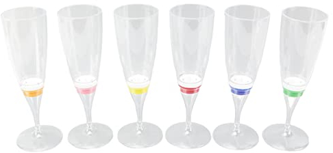 Garosa Verre à Champagne Lumineux, 6 PCS LED Verre à Cocktail Lumineux PS 50ML Gobelet à Vin Lumineux LED Interrupteur Automatique Ensemble de Gobelet à Vin, Ensembles de Verres