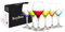 Set di 6 Bicchieri da Vino Colorati (330 ml/11oz) Bicchieri da Cocktail, Champagne, Martini, Coupé, Bicchieri Aperol Spritz, Vetreria a Stelo Lungo