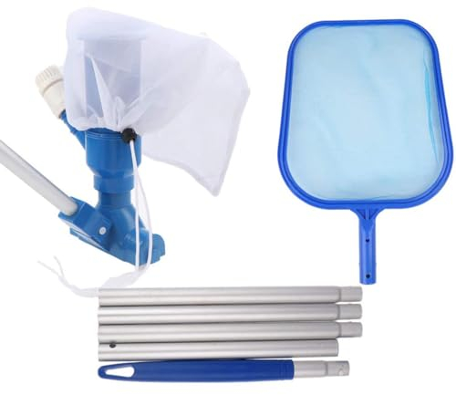 Aspirapolvere Manuale per Piscina con 5 Sezioni di Palo - per Spa, Vasca Idromassaggio, Pulizia Foglie, Sporcizia, Sabbia e Limo