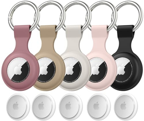 5 Pièce Étuis pour Apple AirTag 2021, Airtag Porte Clé - Anti-Chute et Anti-Rayures pour Animaux Portefeuilles et Bagages, Compatible avec Le Nouvel Air tag Locator Tracker Étui (Pack C)