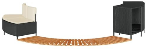 Gecheer Whirlpool Umrandung Rund Poolumrandung Poolverkleidung für Spa Schwarz Poly-Rattan und Massivholz Akazie