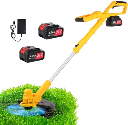 Cordless Strimmer Telescopic Lightweight Grass Trimmer -Garden Strimmer Electric Cordless with 2 × 4Ah Lithium Battery and 2 Spare Blades Brush Cutter for Lawn Care,Weed Control,and Garden Maintenance