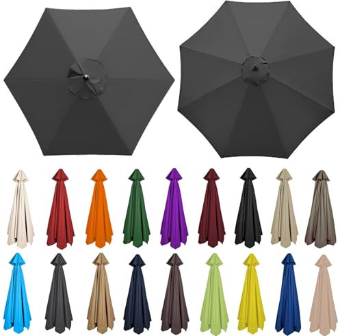 Auvent De Rechange Pour Parasol Déporté (200/230/250/270/280/300/350 CM) Tissu De Rechange Pour Parasol Pour Terrasse/Jardin/Piscine(Gray,8 RIBS: 300CM/9.8FT)