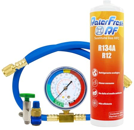 Ralerfresh RF organisk kylvätska för luftkonditionering bil motsvarande 1000 gr gasersättning R134a och R12 (flaska tryckmätare med slang 1 kontakt)