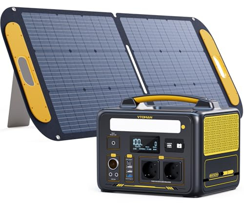 VTOMAN Jump 600X Tragbare Powerstation mit 110W Solarpanel - 600W/299Wh | Reisen,Stromausfälle,Notfall LiFePO4 Batterie Solar Stromgenerator, Erweiterbare Kapazität auf 939Wh für Camping, Wohnmobil,