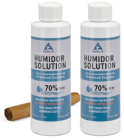 Aunlix Humidor Solution for Cigar Humidor,Cigar Humidifier Solution (200ml x 2 Pack) Humidity Control packs at 70% RH,Propylene Glycol Premixed Liquid Refill Cigar Humidifier,Travel Portable