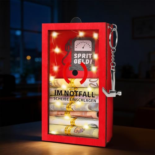 TUZELIYA LED Führerschein Bestanden Geschenk - Sprit Geld Geburtstag Geldgeschenk Holz - Tankgutschein, neuen Auto, Tankstellen Geschenk - Gutschein Verpackung - Kreative DIY-Gesc für Freunde
