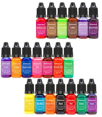 QOKLIYUI Set de 20 botes de tinte líquido para velas. Colores brillantes para crear diseños velas personalizados. Reutilizable varias veces. Suministros bricolaje, concentrado, accesorios y tinte.