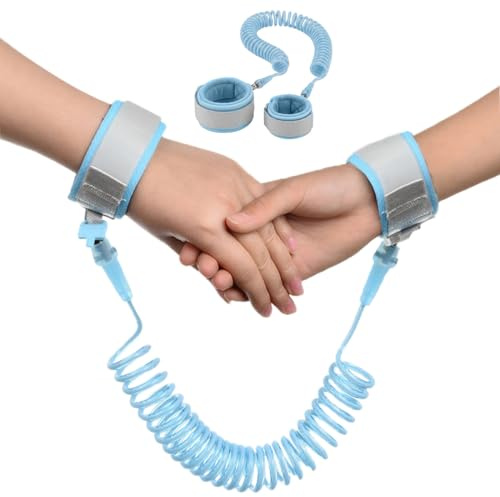HUZNA Bracciale Sicurezza Bambino, 2,5M Guinzaglio per Bambini,Braccialetto Bambini Antismarrimento Girevole a 360°,Guinzaglio per Bambini Portatile Che Cammina,Blu