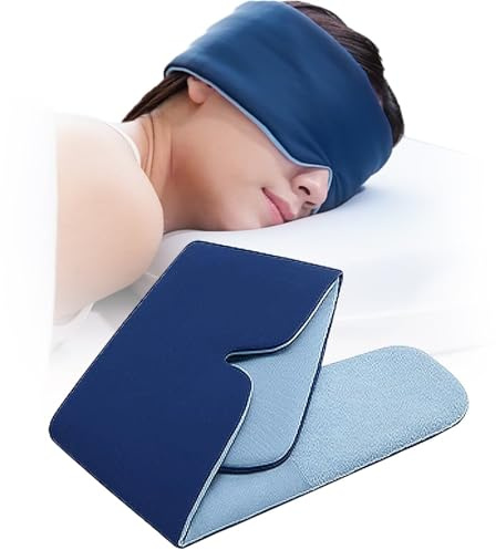 Schlafmaske, Augenmaske mit Verstellbarem Kopfband, Große Lichtblockierende Schlafmaske für Herren und Frauen, Weiche Reise-Augenmaske für Seitenschläfer, Nachtschlaf, Reisen Gadget, Nickerchen - Blau