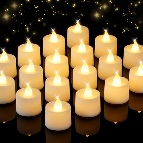 Homemory LED-Teelichter, flammenlose Kerzen, batteriebetrieben, elektrische Teelichter, hält für mehr als 100 Stunden, warmweiße Lichter für Atmosphäre, Anträge, Geschenke, Nacht des Schreckens, 12